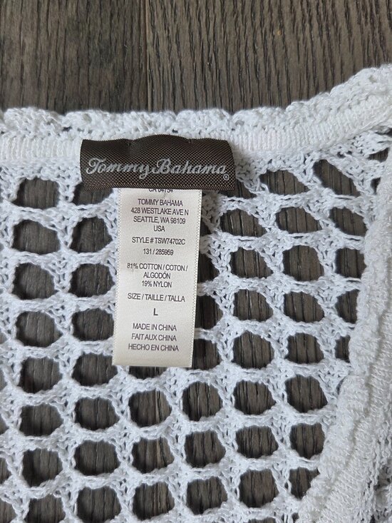 Tommy Bahama crochet beach cover up White size L - Picture 2 of 2
